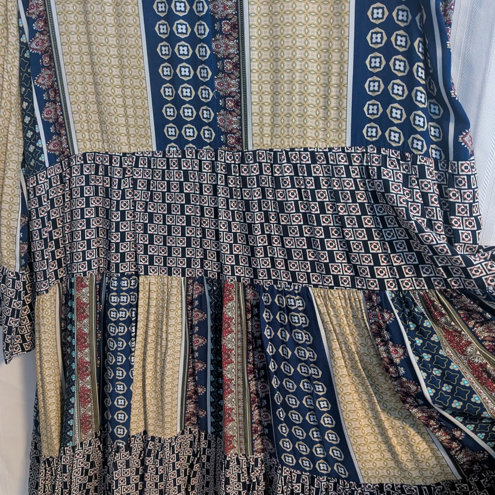 Easel Multicolor Patchwork Long Sleeve Dress. Siz… - image 5